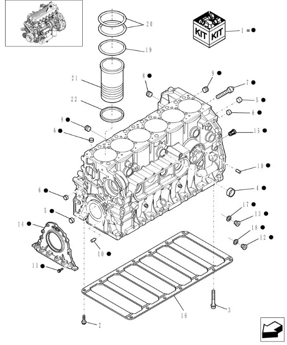 504305869 - Гильза цилиндра ДВС Cursor9 T8./Mg., CS, CSX, CX6/8, Axion9